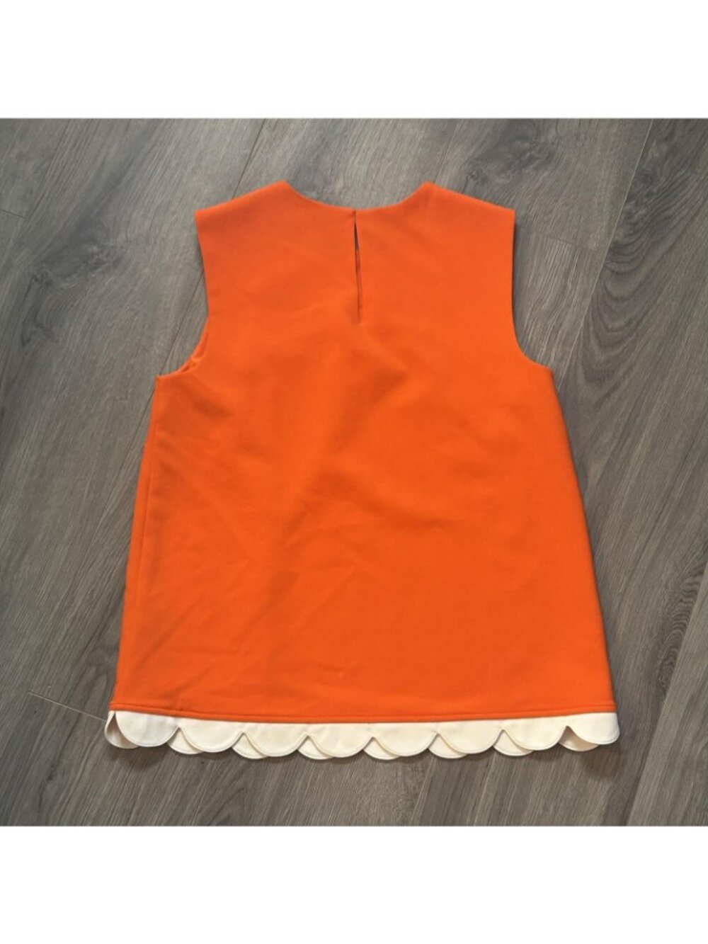 Victoria Beckham For Target Blouse Womens S Orange Scallop Hem Sleeveless Top - Picture 2 of 9